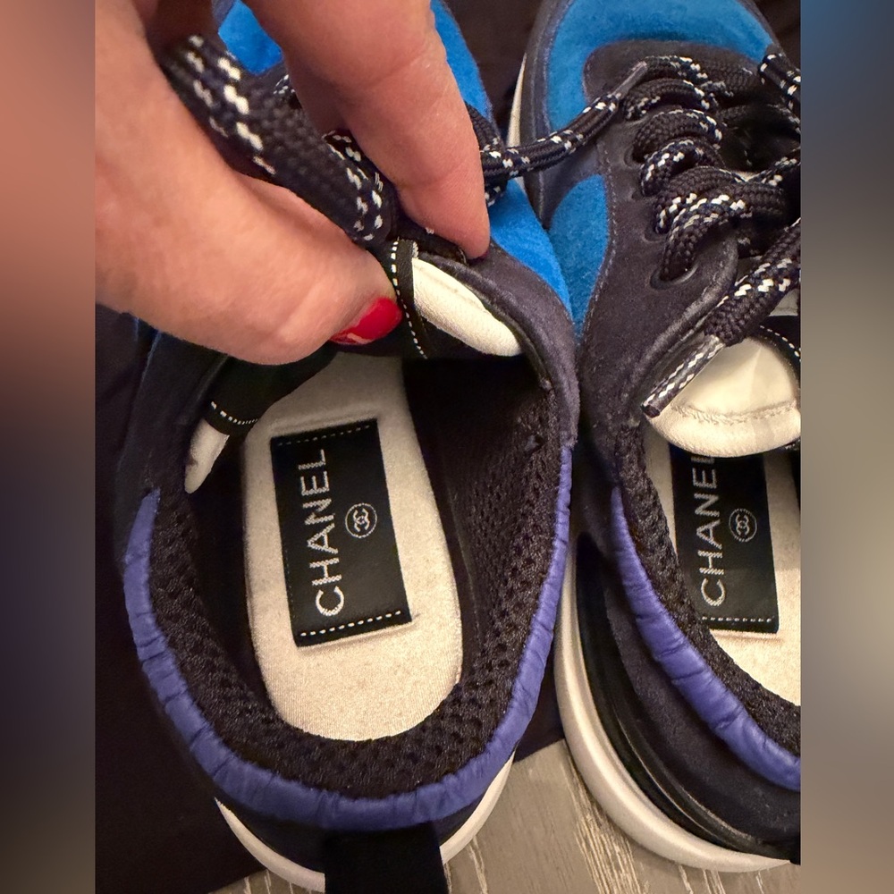 CHANEL Black and Blue Athletic Sneakers - Picture 6 of 13